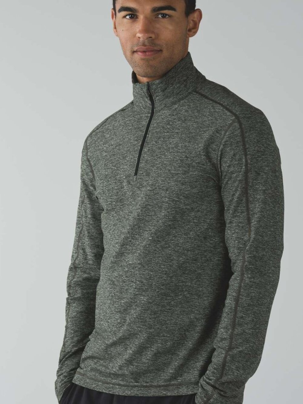Lululemon Men XS Surge Warm 1/2 Zip Pullover Heather Green Performance Workout